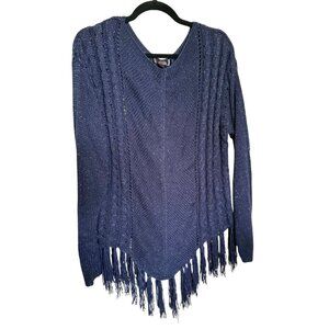Rock and Roll Cowgirl Navy Blue Fringe Sweater Sz XL